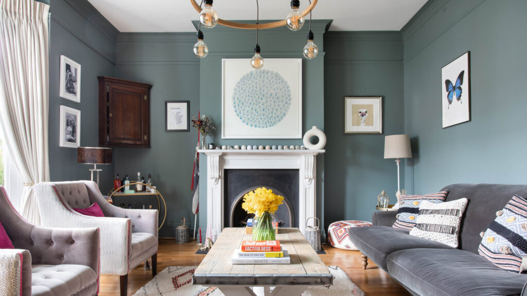 London town house sitting room with Farrow and Ball paint